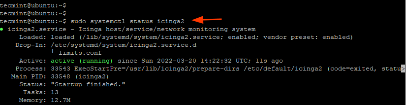 Check Icinga2 on Ubuntu
