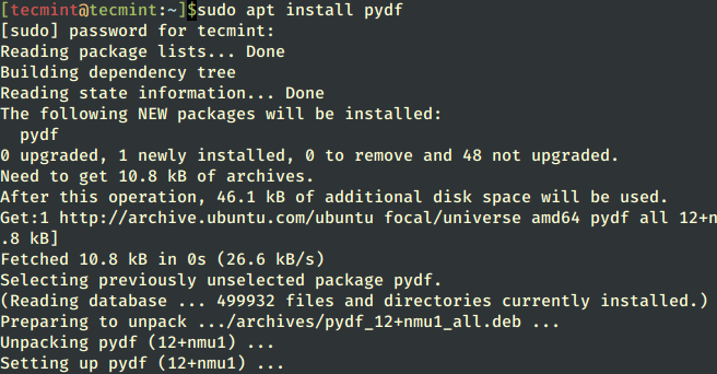 Install Pydf in Debian Systems